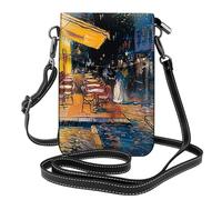 Cafe Terrace At Night Printed Small Crossbody Bags Cell Phone Purses For Women - Leather Phone Bag Credit Card Slots Cellphone Wallet