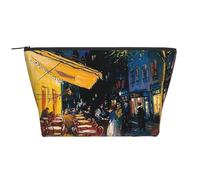 Cafe Terrace at Night Printed Travel Makeup Bag Trapeze Cosmetic Bag Makeup Case Toiletry Bag Organiser for Women