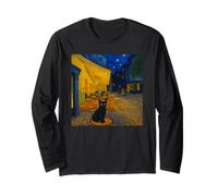 Cafe Terrace At Night With Cat Funny Famous Artist Painting Long Sleeve T-Shirt