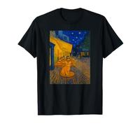 Cafe Terrace At Night With Orange Tabby Cat Famous Painting T-Shirt