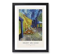 Cafe Terrace with Border by Vincent Van Gogh Framed Print | A2 Black Framed Wall Art | Ready to Hang | Modern Food Picture | Living Room Bedroom Lounge Office