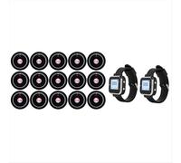 Cafe Waiter Service Buzzer 2 Watch Pager 15 Restaurant Table Call Button Transmitter Wireless Calling System (UK)