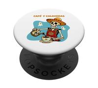 Cafe Y Calaveras Funny Skeleton Coffee Latte Day of the Dead PopSockets Adhesive PopGrip