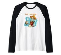 Cafe Y Calaveras Funny Skeleton Coffee Latte Day of The Dead Raglan Baseball Tee