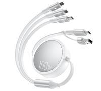 CAFELE 100W Multi Charger Cable USB A/C,6 IN 1/130CM PD3.0 5A Fast Charging Retractable Cable Typ C/Phone/Micro USB for Phone 17,16,16 Plus,16 Pro Max,15 Serie,MaBook,Pad,Galaxy,Tablet