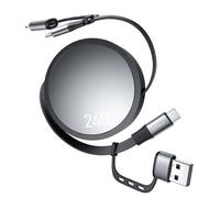 CAFELE 4 in 1 Retractable Charger Cable,240W Multi Charging Cable,Type C/A to C/L Multiple Cord for 17 16 15 14 Pro/MaBook/Pad Air/Laptop/Galaxy S25