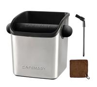 CAFEMASY Espresso Grounds Knock Box - Small Durable Stainless Steel With Removable Bar and Brush