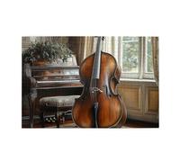 Cafemira 1000 Pcs Adult Wildlife Jigsaw Puzzle Wooden,Elegant Room With Cello Leaning Against Piano,Relax And Enjoy The Fun Of Solving,Exploratory Hobbies &Challenges,Gifts For Instrument Lovers