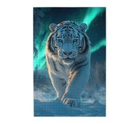 Cafemira 1000 Pcs Adult Wildlife Jigsaw Puzzle Wooden,Snow Tiger,Towering And Powerful,Relax And Enjoy The Fun Of Solving,Every Piece Is Unique,Exploratory Hobbies &Challenges