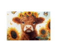 Cafemira 1000 Pcs Adult Wooden Jigsaw Puzzle,Adorable Calf,Charming Farm Scene,Relax And Enjoy The Fun Of Solving Puzzles,Complete With Family Friends,Promote A Warmer Relationship,