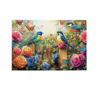 Cafemira 1000 pcs Adult Wooden Jigsaw Puzzle,Flowers,Birds & Butterflies,Relax and enjoy the fun of solving puzzles,Exercise Hands on Skills and Thinking,Charm artwork for family friends