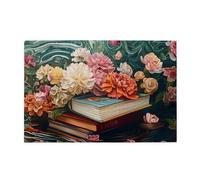 Cafemira 1000 Pcs Adult Wooden Jigsaw Puzzle,Flowers On Books,Relax And Enjoy The Fun Of Solving Puzzles,Exercise Hands-On Ability And Thinking Patience,Deep Relaxation For Yourself