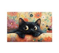 Cafemira 1000 Pcs Animal Wooden Jigsaw Puzzle,Black Cat On The Couch,Adult Puzzles Game,Exercise Hands-On Ability And Thinking Patience,Pleasure Both Body And Mind,Complete With Family