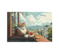 Cafemira 1000 Pcs Animal Wooden Jigsaw Puzzle,Lazy Kittens,Adult Puzzles Game,Exercise Hands-On Ability And Thinking Patience,Pleasure Both Body And Mind,Exploratory Hobbies And Challenges