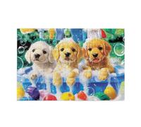 Cafemira 1000 pcs animal Wooden Jigsaw Puzzle,Three Puppies in Bubbles Bath,Adorable Canine Bath Time,Adult puzzle game,Relax and Enjoy the Fun of Solving,Exercise your hands on skills