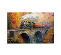 Cafemira 1000 pcs jigsaw Puzzle for Adults,Steam Locomotive on Stone Arch Bridge,Wooden Puzzles,Relieve Stress and Enjoy the Fun of Solving,Ideal for Relaxation &Family Fun,Every Piece is Unique