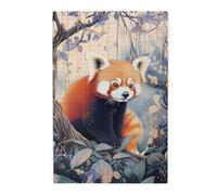 Cafemira 1000 Pcs Jigsaw Puzzle Wooden For Adult,Adorable Red Panda Climbing Tree In Zoo Enclosure,Relax And Enjoy The Fun Of Solving,Challenging Brain Exercise,Ideal For Party Game Nights