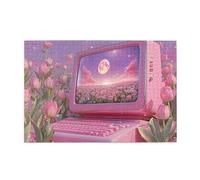 Cafemira 1000 Pcs Jigsaw Puzzle Wooden For Adult,Tulip Fields And Computer Monitors,Relax And Enjoy The Fun Of Solving,Exercise Hands On Skills And Thinking,Gifts For Friends And Family