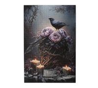 Cafemira 1000 Pcs Retro Jigsaw Puzzle Wooden For Adult,Enchanted forests Altar With Blossoms & Bird Mystical Scene,Relax And Enjoy The Fun Of Solving,Challenging Brain Exercise,Stunning Artwork