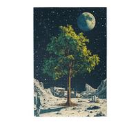 Cafemira 1000 Pcs Whimsical Wooden jigsaw Puzzle,Planting Trees on The Moon,Relieve Stress &Enjoy the Fun of Solving,Creative Activity Hobbies for Adults,Stunning Artwork,Gifts for Friend Family
