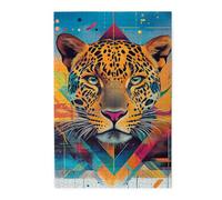Cafemira 1000 Pcs Wooden Jigsaw Puzzle,A Leopard In The Style Of An Optical Illusion,Creative Activity Hobbies For Adults,Relax And Enjoy The Fun Of Solving,Stunning Artwork,Gift For Animal Lover