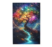 Cafemira 1000 Pcs Wooden Jigsaw Puzzle,A tree of life with rainbow branches,Exercise Hands on Skills and Thinking,Brainstorming for Stress Relief,pleasure both body and mind,Every Piece is Unique