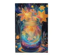 Cafemira 1000 Pcs Wooden Jigsaw Puzzle,A Whimsical Still Life,Featuring Glowing Glass Jar,Exercise Hands On Skills And Thinking,Brainstorming For Stress Relief,Pleasure Both Body & Mind