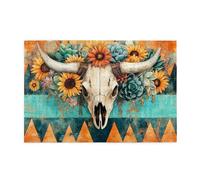 Cafemira 1000 pcs Wooden Jigsaw Puzzle,Bull Skull and Sunflower Cactus,Impossible Hard Difficult Challenging Puzzles for Adults,Brainstorming for Stress Relief,Forget the troubles of life