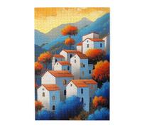 Cafemira 1000 Pcs Wooden Jigsaw Puzzle,Cozy Cluster Of Mountains Huts,Vibrant Autumn Valley Scene,Relieve Stress And Enjoy The Fun Of Solving,For Adults,Exercise Your Hands On Skills