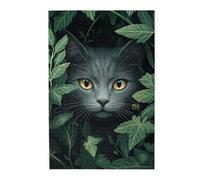 Cafemira 1000 Pcs Wooden jigsaw Puzzle,Curious Cat Hiding in Tall Grass,Relieve Stress &Enjoy the Fun of Solving,Creative Activity Hobbies for Adults,Suitable for Party Game Nights