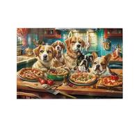 Cafemira 1000 Pcs Wooden Jigsaw Puzzle For Adult,Dogs Waiting For Pizza In Kitchen,Hands On Assembly Of Your Home Decor Wall Art,Relieve Stress And Enjoy The Fun Of Solving Puzzles