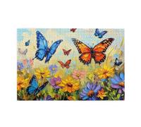 Cafemira 1000 Pcs Wooden Jigsaw Puzzle For Adults,Flying Butterflies And Flowers,Every Piece Is Unique,Exercise Hands On Skills & Thinking,Complete With Family Friend,Forget The Troubles Of Life