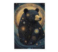 Cafemira 1000 pcs Wooden Jigsaw Puzzle for Adults,Majestic Black Bear Under Starry Sky,Relieve Stress and Enjoy the Fun of Solving,Creative Play & Holiday Party Gifts Artwork Wall Home Decor