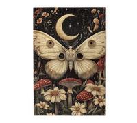 Cafemira 1000 Pcs Wooden Jigsaw Puzzle,Golden Winged Moth & Floral Mystery Wall Decor,Creative Activity Hobbies For Adults,Hands On Assembly Of Your Home Decor Wall Art,Stunning Artwork