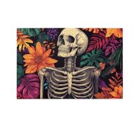 Cafemira 1000 pcs Wooden Jigsaw Puzzle,Gothic style skeleton,colorful leaves and flowers,Adult puzzles game,Relieve Stress and Enjoy the Fun of Solving Puzzles,Let your imagination run wild