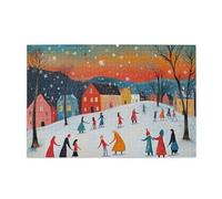 Cafemira 1000 pcs Wooden Jigsaw Puzzle,Outdoor Christmas Ice Skating,Relieve Stress and Enjoy the Fun of Solving Puzzles,Creative Activity Hobbies for Adults,Ideal for Relaxation and Family Fun