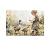 Cafemira 1000 Pcs Wooden Jigsaw Puzzle,Rural Trail Boy & Duck,Impossible Hard Difficult Challenging Puzzles For Adults,Exercise Hands-On Ability And Thinking Patience,Stunning Artwork
