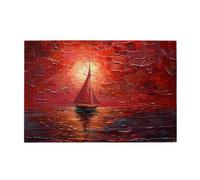 Cafemira 1000 Pcs Wooden Jigsaw Puzzle,The Rising Sun And Sailboat At Sea Level,Adult Puzzles Game,Exercise Hands-On Ability And Thinking Patience,Party Events To Bring People Closer Together,