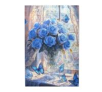 Cafemira 1000 Pcs Wooden jigsaw Puzzles for Adults,A large bouquet of ice blue roses,Relieve Stress and Enjoy the Fun of Solving,Hands on assembly of your home decor wall art,Gifts for Friends