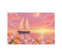 Cafemira 1000 Pcs Wooden jigsaw Puzzles for Adults,Enchanting scenery,sailboats on the sea,Use your imagination to the fullest,Relieve Stress and Enjoy the Fun of Solving,for Party Game Nights