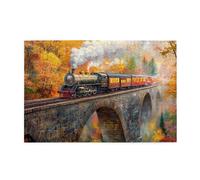 Cafemira 1000 Pcs Wooden jigsaw Puzzles for Adults,Steam Locomotive on Stone Arch Bridge,Enjoy the puzzle solving process,Exercise your hands on skills,Deep relaxation for yourself