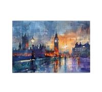 Cafemira 1000 Pcs Wooden Puzzle For Adult,Big Ben In The Evening,Exercise Hands On Skills And Thinking,Brainstorming For Stress Relief,Suitable For Entertaining With Family During Holidays