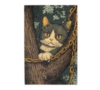 Cafemira 1000 Piece Adults Wooden Jigsaw Puzzle,Golden-Chained Cat Tied to Tree,Brainstorming for Stress Relief,Exploratory hobbies and challenges,Vibrant and Unique,Complete with family friends