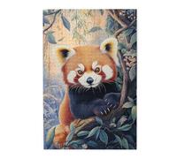 Cafemira 1000 Piece Animal Wooden Adult Jigsaw Puzzle,Adorable Red Panda Climbing Tree In Zoo Enclosure,Brainstorming For Stress Relief,Every Piece Is Unique,Exercise Your Hands On Skills