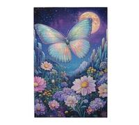 Cafemira 1000 Piece Jigsaw Puzzle,Exquisite Butterfly In Moonlit Flower Garden,Adults Wooden Puzzles,Relieve Stress & Enjoy The Fun Of Solving,Exercise Your Hands On Skills,Every Piece Is Unique