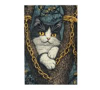 Cafemira 1000 Piece Jigsaw Puzzle,Golden-Chained Cat Tied to Tree,Adults Wooden puzzles,Relieve Stress and Enjoy the Fun of Solving,Exercise your hands on skills,Every Piece is Unique