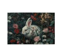 Cafemira 1000 Piece Vibrant Jigsaw Puzzle,Rabbit in Flower Field,Garden Scene,Adult Wooden Artwork,Relieve stress and enjoy the fun of solving,Complete with family and friends