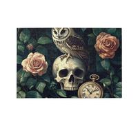 Cafemira 1000 Piece Wooden Adult Jigsaw Puzzle,Owl Perched On A Human Skull,Relax And Enjoy The Fun Of Solving,Brainstorming For Stress Relief,Complete For Animal Lover