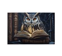 Cafemira 1000 Piece Wooden Adult Jigsaw Puzzle,Owl Reading Book In Cozy Library,Relax And Enjoy The Fun Of Solving,Brainstorming For Stress Relief,Complete For Animal Lover
