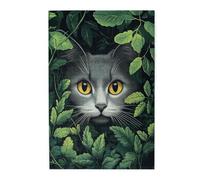 Cafemira 1000 Piece Wooden animal Jigsaw Puzzle,the cat is hiding in the green field,Creative Activity Hobbies for Adults,Stress relieving pleasure,Exercise Hands-on Ability and Thinking Patience